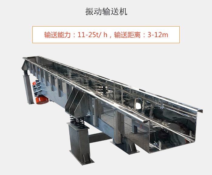 振動(dòng)輸送機(jī)：輸送能力：11-25t/ h，輸送距離：3-12m