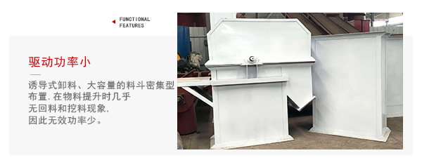 TD型斗式提升機驅(qū)動力小，無回料等特點展示圖。